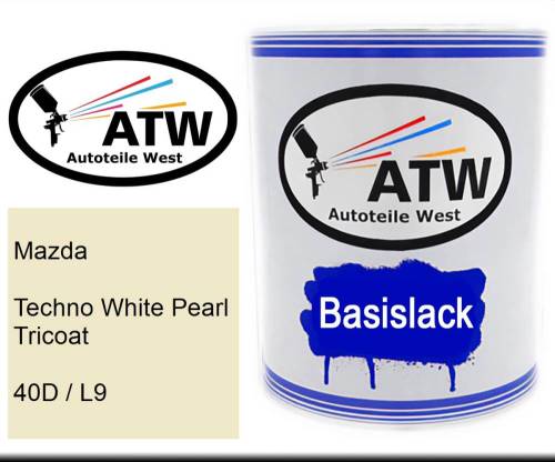 Mazda, Techno White Pearl Tricoat, 40D / L9: 1L Lackdose, von ATW Autoteile West.